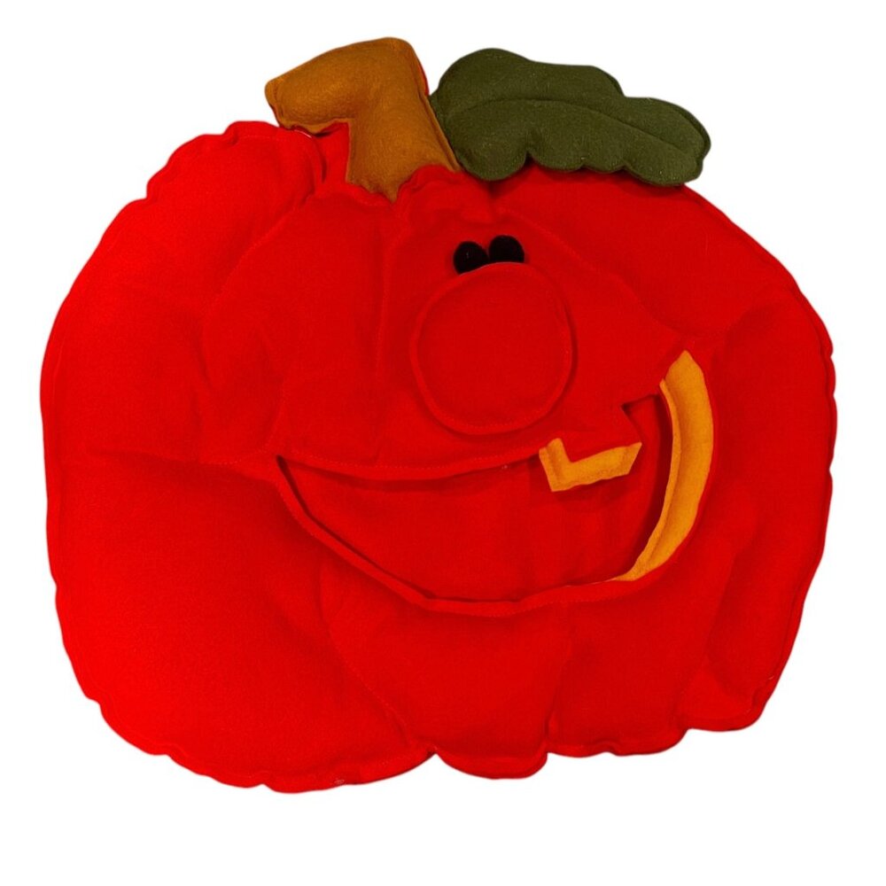 Pumpkin wall art Felt Fall Holidays Decor Handmade with Pocket Orange